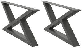 Pés para mesa de centro 2 peças antracite 70x(30-31,3) cm aço