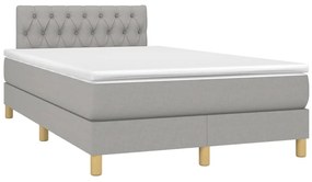 Cama com molas/colchão 120x200 cm tecido cinza-claro
