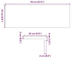Soleiras da janela 2 pcs 70x25x2 cm carvalho castanho-escuro