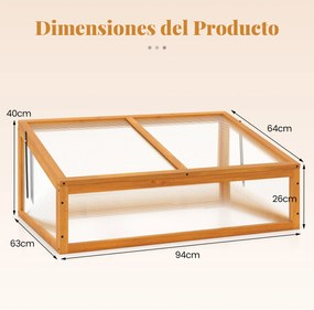 Estufa de madeira 94 x 63 x 40 cm, teto transparente rebatível, proteção para vasos elevados, pequena, para interior e exterior, jardim, terraço, cor