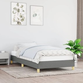 Estrutura de cama sem colchão 100x200 cm tecido cinzento-escuro