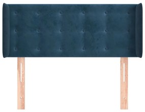 Cabeceira de cama c/ abas veludo 83x16x78/88 cm azul-escuro