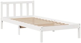 Cama sem colchão 90x200 cm madeira de pinho maciça branco