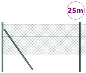 Conjunto de Postes de Cerca Verde 0.6 x 25 m Aço Galvanizado
