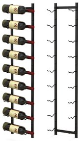 Garrafeira de parede para 9 garrafas Estante suspensa em aço inoxidável para garrafas de vinho 22 x 13,5 x 109 cm preto