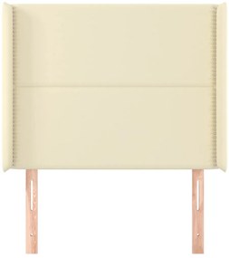 Cabeceira cama c/ abas couro artificial 83x16x118/128 cm creme