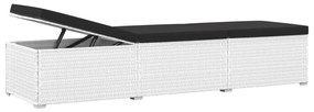 3 pcs espreguiçadeiras jardim c/ mesa de centro vime PE branco