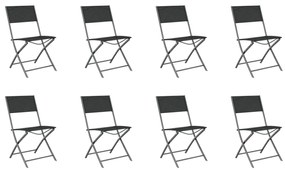 9 pcs conjunto de jantar para jardim cinzento e preto