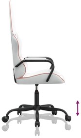 Cadeira gaming couro artificial branco e rosa