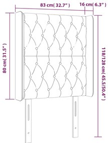 Cabeceira cama c/ luzes LED tecido 83x16x118/128cm cinza-escuro
