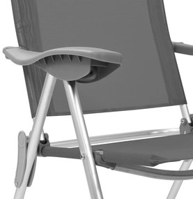 Cadeiras de campismo dobráveis 2 pcs alumínio cinzento