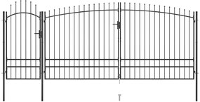 vidaXL Portão p/ cerca de jardim com topo em lanças 5x2,45 m aço preto