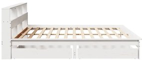 Cama com estante sem colchão 180x200 cm pinho maciço branco