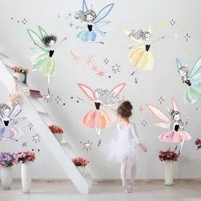 Autocolantes para crianças - Fadas coloridas em toda a parede
