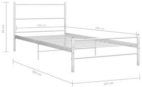 Estrutura de cama 100x200 cm metal branco