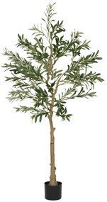 HOMCOM Oliveira Artificial Planta Artificial Decorativa de Interior com 32 Azeitonas Decoração  Ø15x150 cm Verde | Aosom Portugal