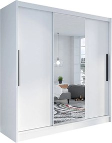 Roupeiro Bristol 116, Branco, 205x205x63cm, 163 kg, Portas para roupeiro: Deslizante, Número de prateleiras: 5, Número de prateleiras: 5