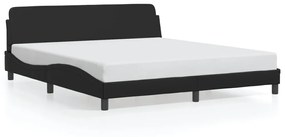 Estrutura de cama c/ cabeceira 180x200cm couro artificial preto