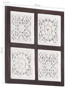 Painel parede esculpido à mão MDF 40x40x1,5 cm castanho/branco