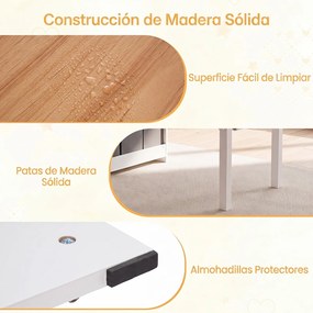 Conjunto de Mesa de Desenho Infantil e 2 Cadeiras, 102 x 58 x 64 cm, Arrumação Integrada, Madeira