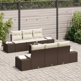 Conjunto de Sofá de Jardim de 7 Peças com Almofadas Rattan Sintético C