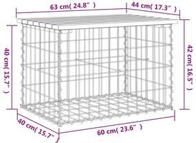 Banco jardim design gabião 63x44x42 cm madeira douglas maciça
