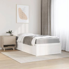 Cama com colchão 90x200 cm madeira de pinho maciça branco