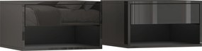 HOMCOM Conjunto de 2 Mesas de Cabeceira Suspensas com Gaveta Prateleira Aberta para Quarto 37x32x21 cm Preto Brilhante | Aosom Portugal