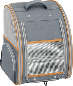 PawHut Mochila para cães dobrável mochila para gatos com janela de malha bolsos laterais fundo removível até 5 kg Cinza | Aosom Portugal