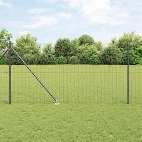 vidaXL Cerca Euro com 7 Postes de Espeto 1x10 m Aço Galvanizado Cinza