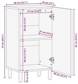 Sideboard vidaXL 40x33x75 cm Madeira sólida de Acácia
