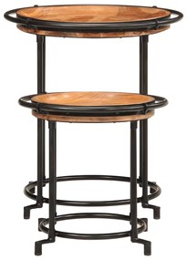 2 pcs Conjunto de mesa de apoio madeira de acácia maciça