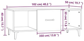 Mesa de centro 102x50x40cm derivados de madeira cinzento sonoma