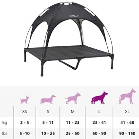 Cama Elevada para Cão com Toldo Removível Preta L Aço