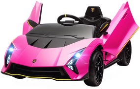 AIYAPLAY Carro Elétrico Infantil Lamborghini 12V Controlo Remoto Faróis Buzina Arranque Lento e Música MP3 114,5x64x45,5 cm Rosa | Aosom Portugal
