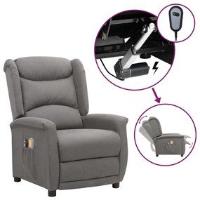vidaXL Poltrona de massagens elétrica tecido cinzento-claro