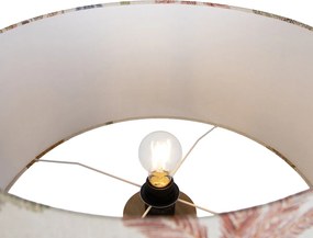 Candeeiro de pé de madeira com abajur multicolorido e estampado de animais 50cm - Tripod Classic