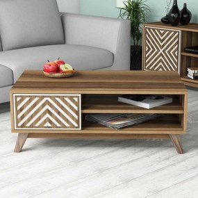 Mesa de Centro Inci – Nogueira e Creme – 105x38,2x60 cm