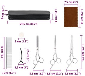 7 pcs conjunto de tesouras de tosquia para cães aço inoxidável