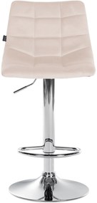 Conjunto de 2 bancos de bar Jerry em veludo com estrutura cromada 87-108,5 x 43 x 46,5 cm Bege