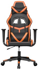 Cadeira gaming massagens couro artificial preto e laranja