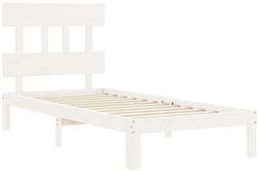 Cama sem colchão 90x200 cm madeira de pinho maciça branco