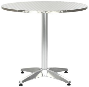 vidaXL Mesa de jardim 80x70 cm alumínio prateado