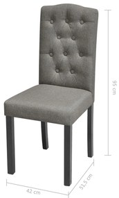 Cadeiras de jantar 4 pcs tecido cinzento