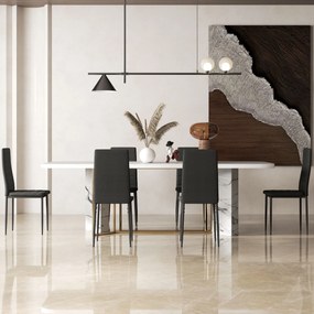 Conjunto de 6 Cadeiras de Sala de Jantar Estofadas em Linho com Pernas em Metal (MESA NÃO INCLUÍDA)  Cadeiras Modernas para Cozinha Quarto Suporta até