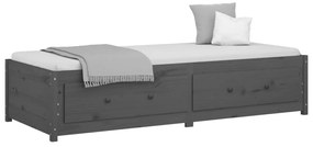 Sofá-cama 90 x 200 cm madeira de pinho maciça cinzento