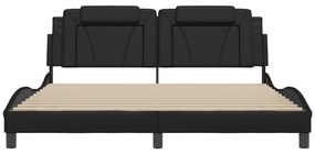Estrutura de cama c/ cabeceira 180x200cm couro artificial preto