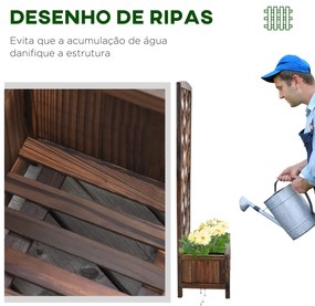 Floreira com Treliça de Madeira Caixa de Plantio com Suporte para Plantas Trepadeiras para Jardim varanda Pátio 60x30x122,5cm Marrom