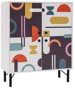 Armário Multiuso Multilux – Branco, Castanho, Púrpura e Mostarda – 95x