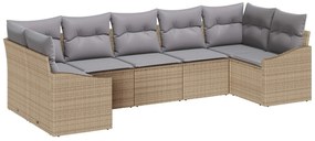 vidaXL Conjunto de Sofá de Jardim 7 pcs Bege e Cinza Claro vime PE